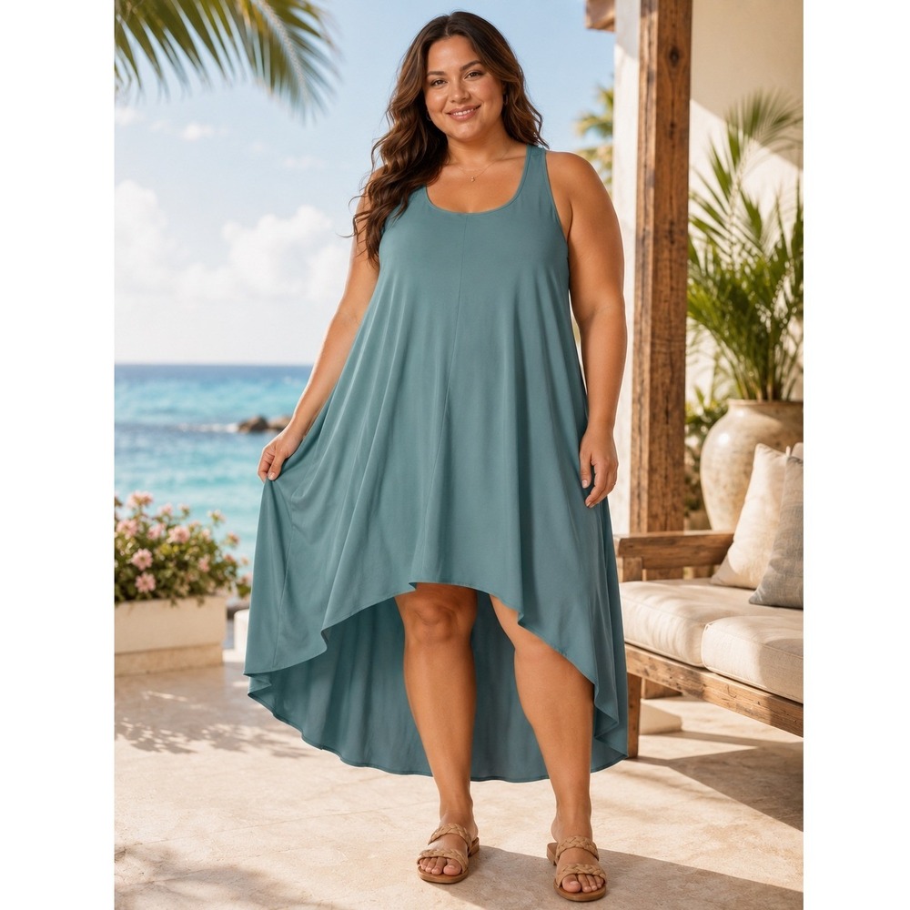 Halara Active Dress Blue High Low Built-in Bra Pockets Athleisure Gorpcore 3X